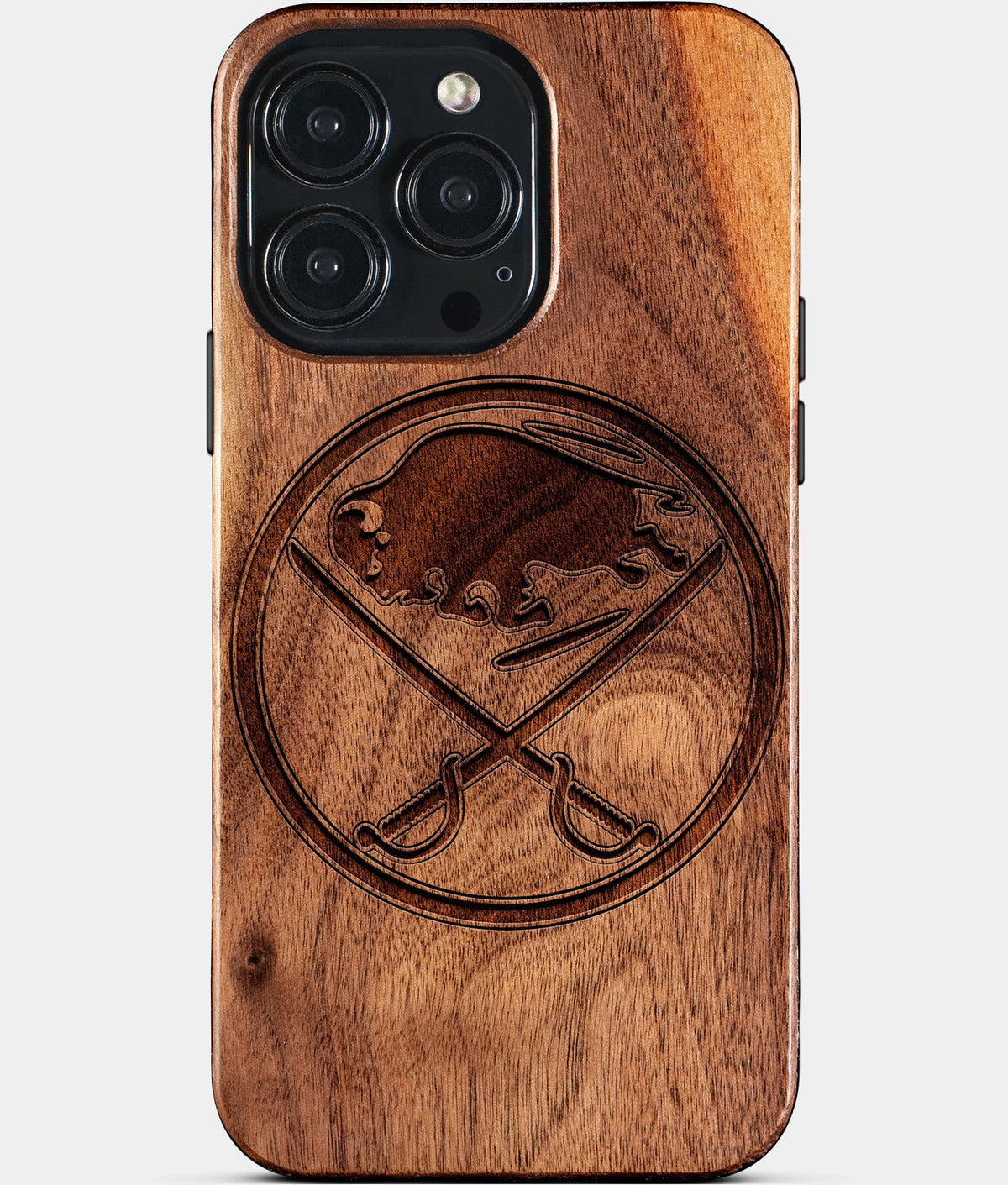 Custom Buffalo Sabres iPhone 15/15 Pro/15 Pro Max/15 Plus Case - Wood Sabres Cover - Eco-friendly Buffalo Sabres iPhone 15 Case - Carved Wood Custom Buffalo Sabres Gift For Him - Monogrammed Personalized iPhone 15 Cover By Aldergrove & Oak