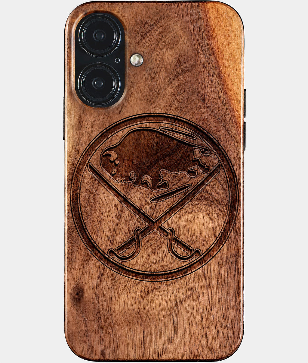 Eco-friendly Buffalo Sabres iPhone 17 Case - Carved Wood Custom Buffalo Sabres Gift For Him - Monogrammed Personalized iPhone 17 Cover By Aldergrove & Oak