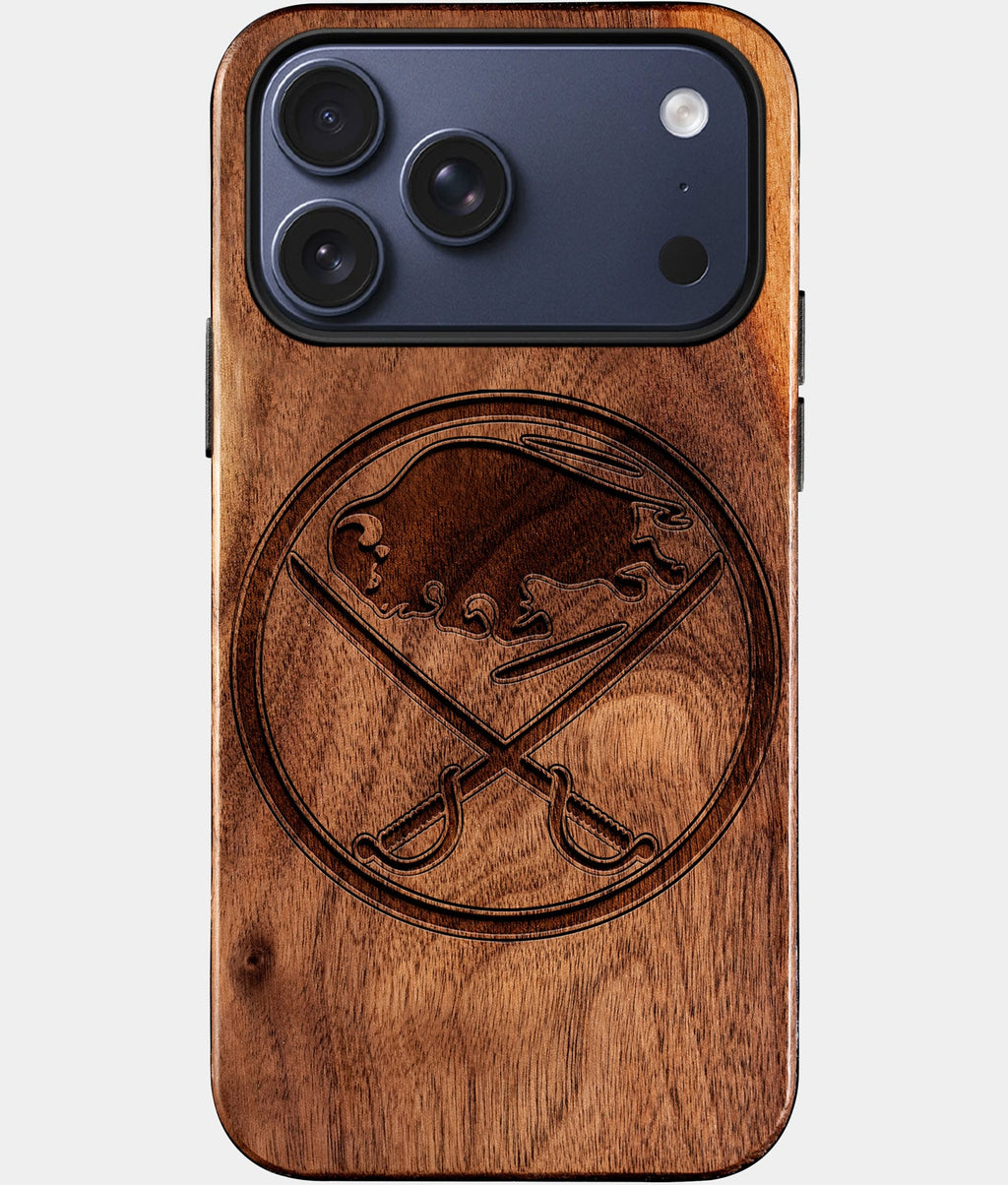 Custom Buffalo Sabres iPhone 17/17 Pro/17 Pro Max/17 Air Case - Wood Sabres Cover - Eco-friendly Buffalo Sabres iPhone 17 Case - Carved Wood Custom Buffalo Sabres Gift For Him - Monogrammed Personalized iPhone 17 Cover By Aldergrove & Oak