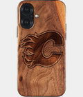 Eco-friendly Calgary Flames iPhone 17 Case - Carved Wood Custom Calgary Flames Gift For Him - Monogrammed Personalized iPhone 17 Cover By Aldergrove & Oak