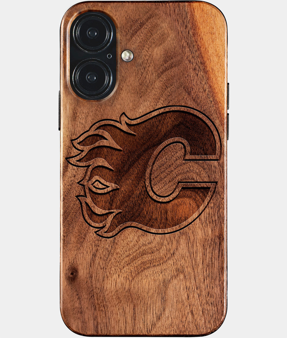 Eco-friendly Calgary Flames iPhone 17 Case - Carved Wood Custom Calgary Flames Gift For Him - Monogrammed Personalized iPhone 17 Cover By Aldergrove & Oak