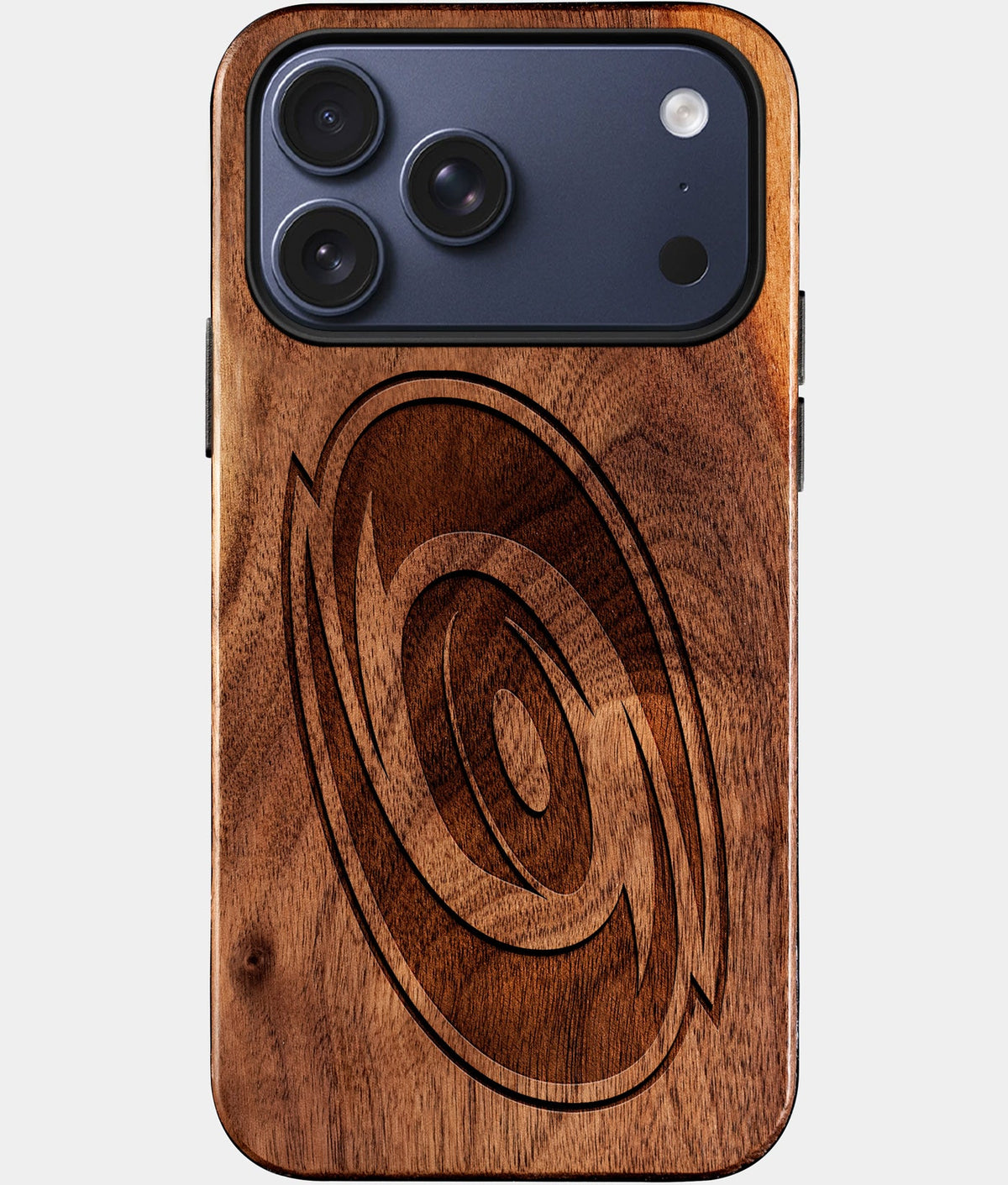 Eco-friendly Carolina Hurricanes iPhone 17 Pro Case - Carved Wood Custom Carolina Hurricanes Gift For Him - Monogrammed Personalized iPhone 17 Pro Cover By Aldergrove & Oak