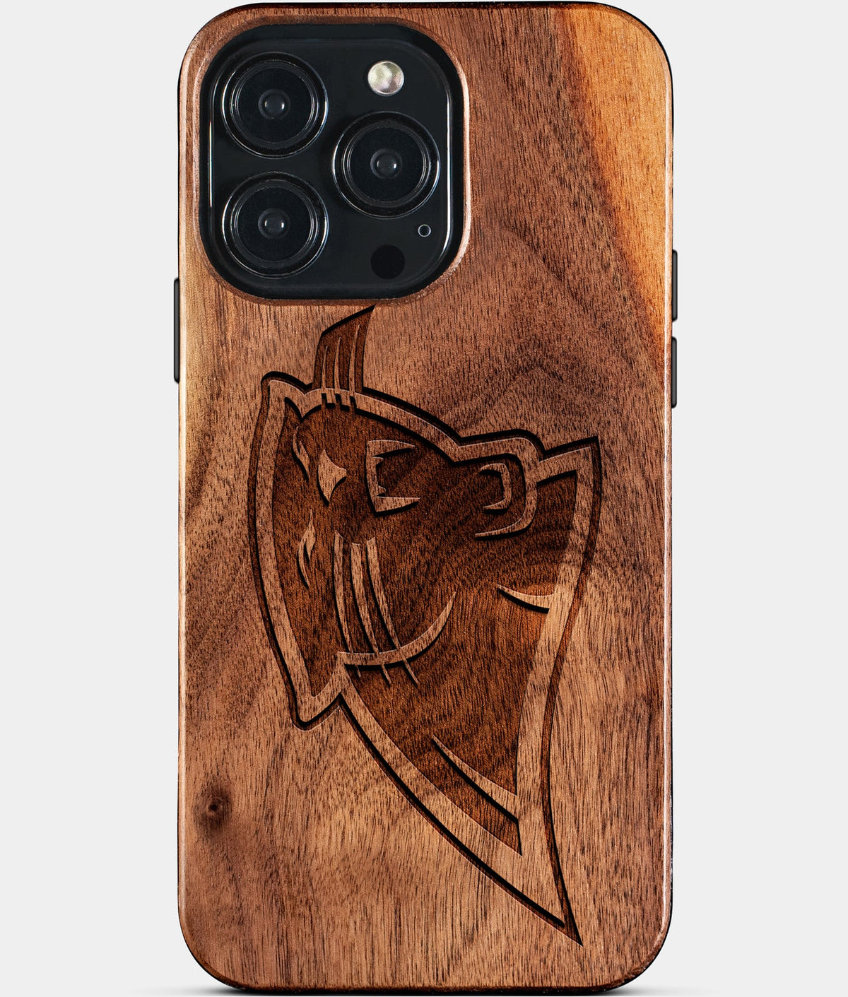 Custom Carolina Panthers iPhone 15/15 Pro/15 Pro Max/15 Plus Case - Wood Carolina Panthers Cover - Eco-friendly Carolina Panthers iPhone 15 Case - Carved Wood Custom Carolina Panthers Gift For Him - Monogrammed Personalized iPhone 15 Cover By Aldergrove & Oak