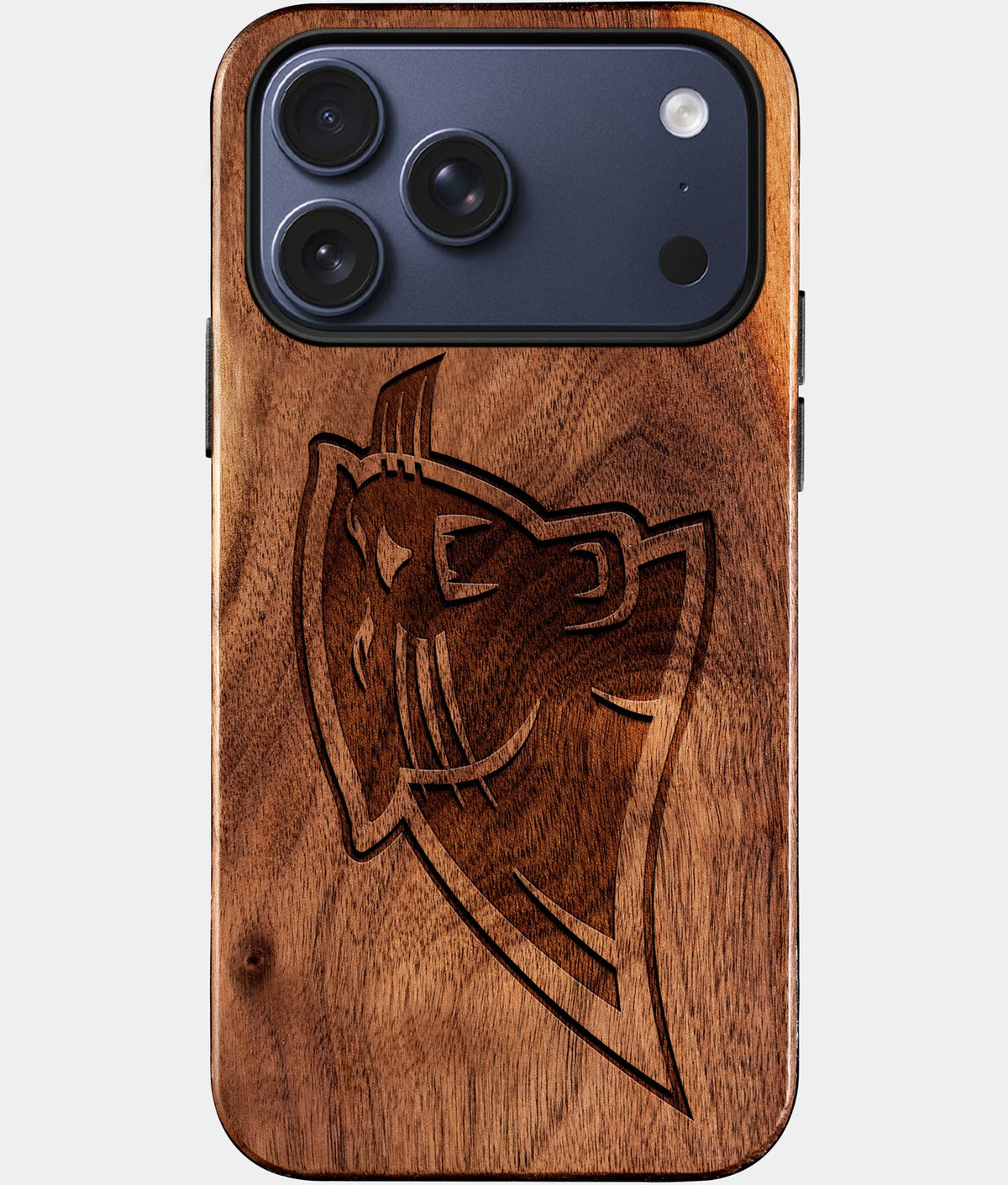 Custom Carolina Panthers iPhone 17/17 Pro/17 Pro Max/17 Air Case - Wood Carolina Panthers Cover - Eco-friendly Carolina Panthers iPhone 17 Case - Carved Wood Custom Carolina Panthers Gift For Him - Monogrammed Personalized iPhone 17 Cover By Aldergrove & Oak