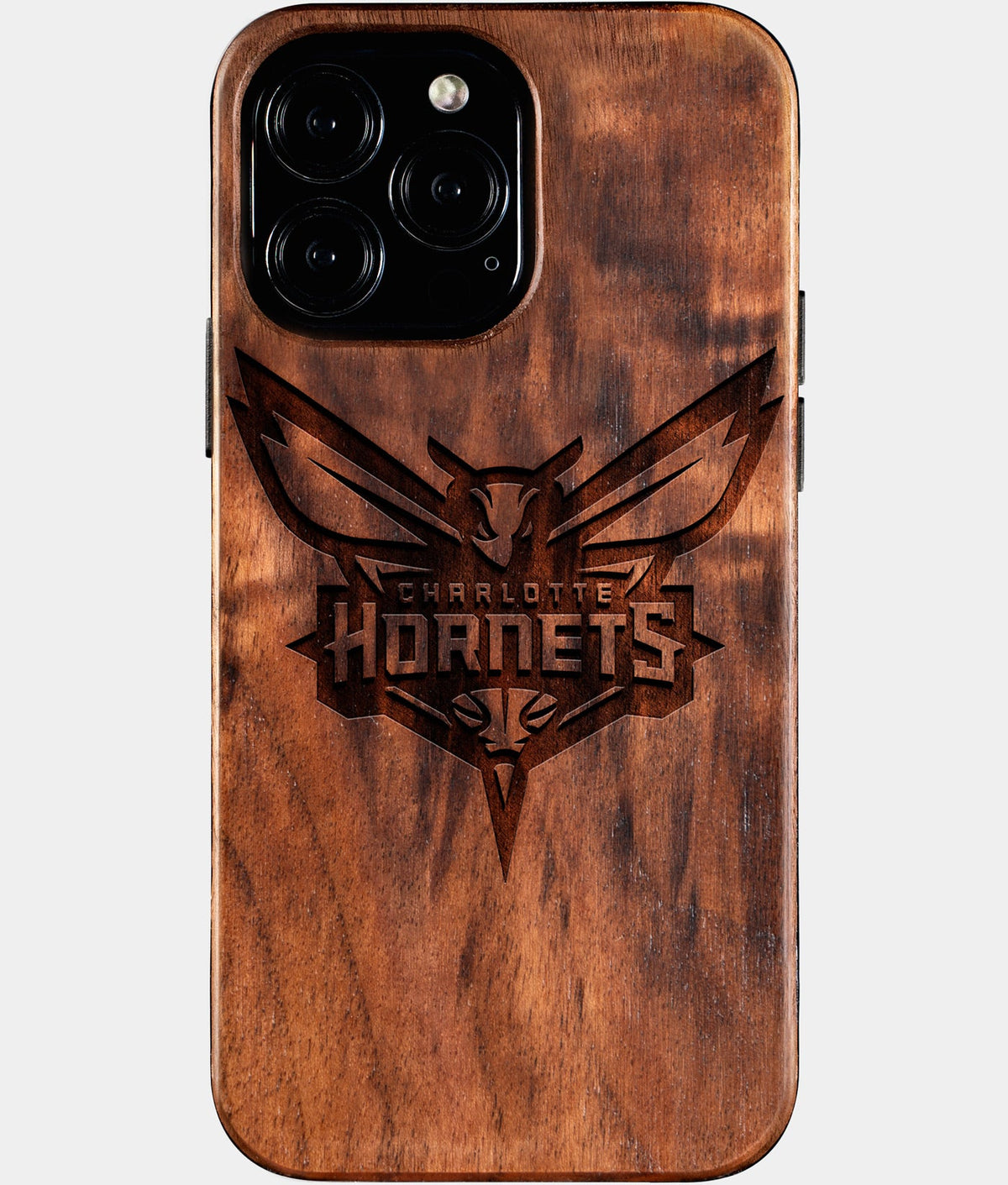 Custom Charlotte Hornets iPhone 16/16 Pro/16 Pro Max/16 Plus Case - Wood Hornets Cover - Eco-friendly Charlotte Hornets iPhone 16 Case - Carved Wood Custom Charlotte Hornets Gift For Him - Monogrammed Personalized iPhone 16 Cover By Aldergrove & Oak