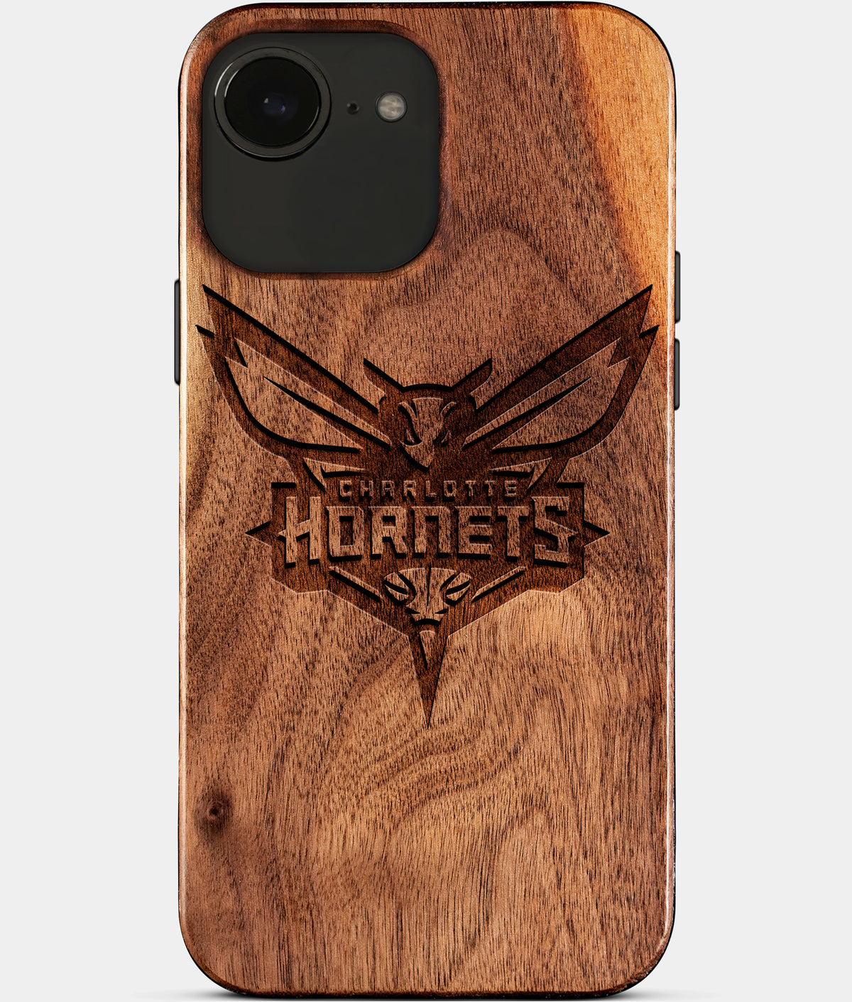 Eco-friendly Charlotte Hornets iPhone 17e Case - Carved Wood Custom Charlotte Hornets Gift For Him - Monogrammed Personalized iPhone 17e Cover By Aldergrove & Oak
