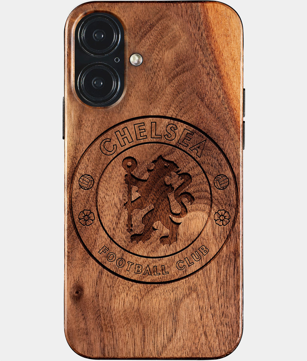 Eco-friendly Chelsea FC iPhone 17 Case - Carved Wood Custom Chelsea FC Gift For Him - Monogrammed Personalized iPhone 17 Cover By Aldergrove & Oak