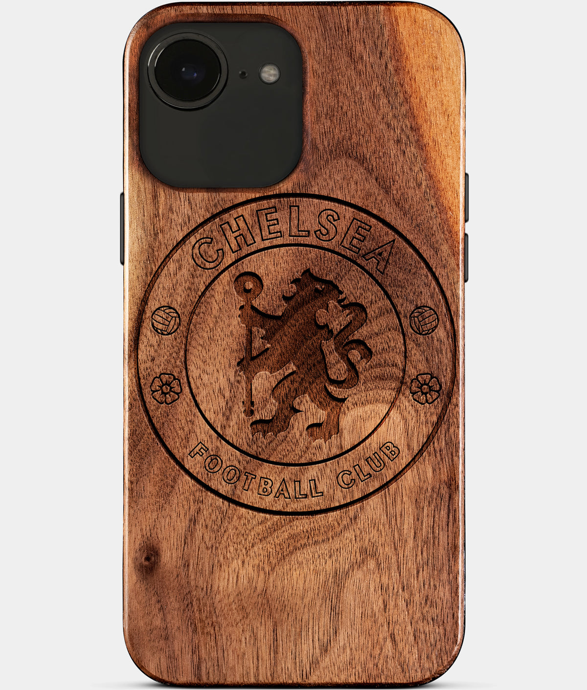 Eco-friendly Chelsea FC iPhone 17e Case - Carved Wood Custom Chelsea FC Gift For Him - Monogrammed Personalized iPhone 17e Cover By Aldergrove & Oak