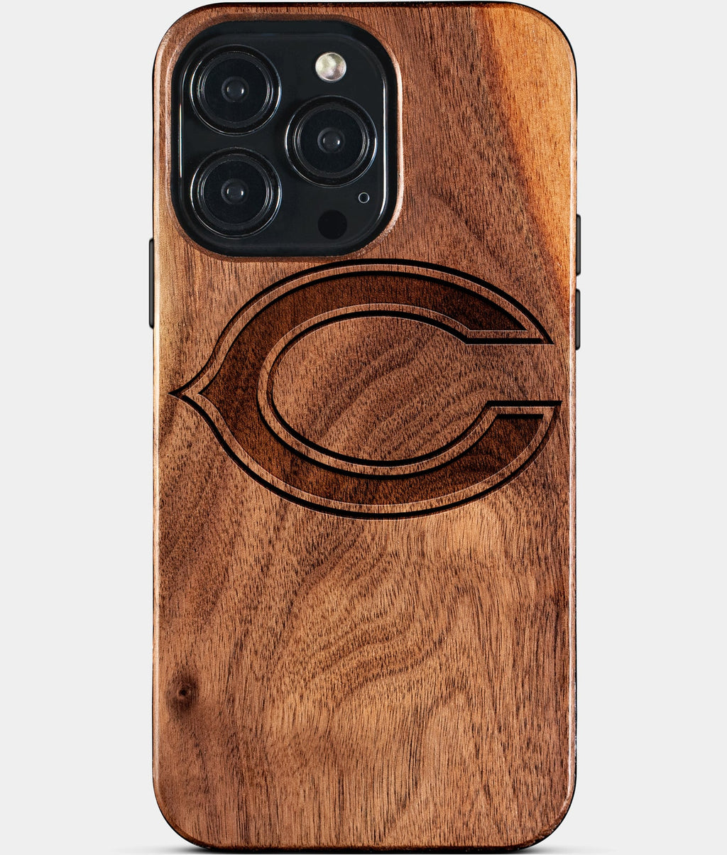 Custom Chicago Bears iPhone 15/15 Pro/15 Pro Max/15 Plus Case - Wood Chicago Bears Cover - Eco-friendly Chicago Bears iPhone 15 Case - Carved Wood Custom Chicago Bears Gift For Him - Monogrammed Personalized iPhone 15 Cover By Aldergrove & Oak