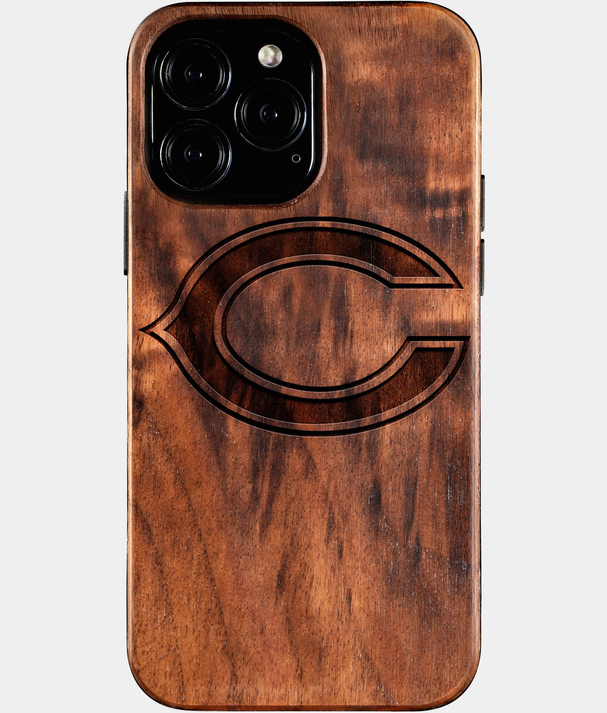 Custom Chicago Bears iPhone 16/16 Pro/16 Pro Max/16 Plus Case - Wood Chicago Bears Cover - Eco-friendly Chicago Bears iPhone 16 Case - Carved Wood Custom Chicago Bears Gift For Him - Monogrammed Personalized iPhone 16 Cover By Aldergrove & Oak