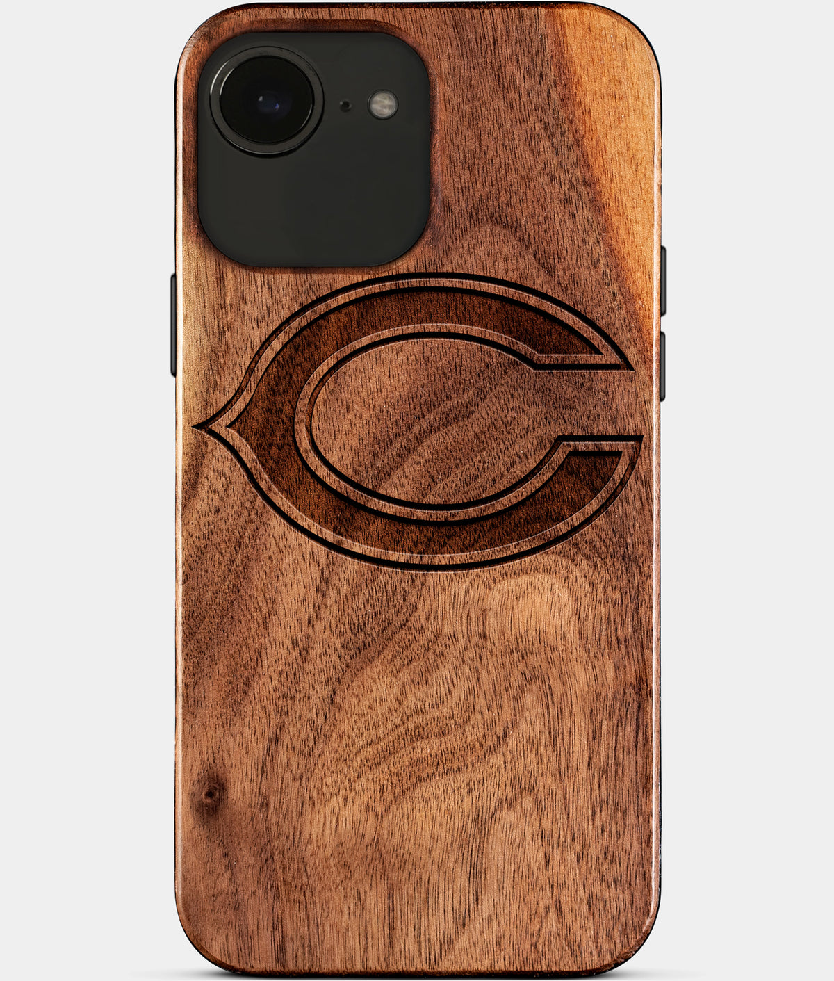 Eco-friendly Chicago Bears iPhone 17e Case - Carved Wood Custom Chicago Bears Gift For Him - Monogrammed Personalized iPhone 17e Cover By Aldergrove & Oak