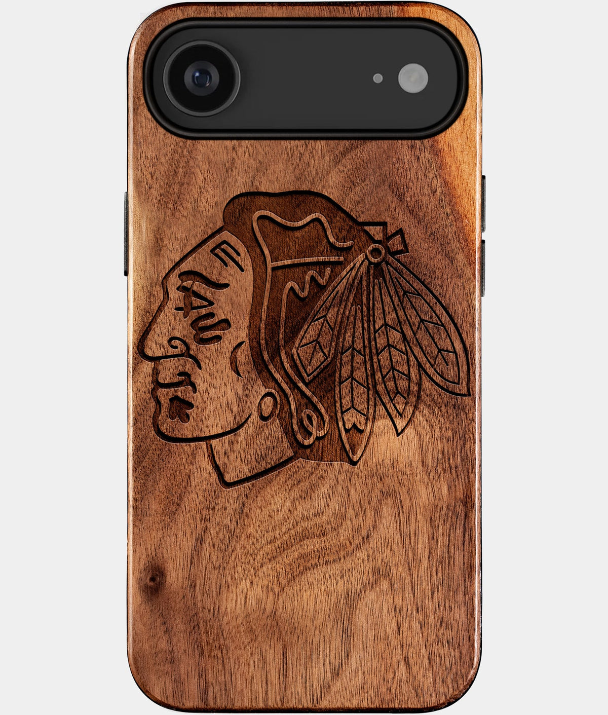 Eco-friendly Chicago Blackhawks iPhone 17 Air Case - Carved Wood Custom Chicago Blackhawks Gift For Him - Monogrammed Personalized iPhone 17 Air Cover By Aldergrove & Oak