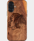 Eco-friendly Chicago Blackhawks iPhone 17 Case - Carved Wood Custom Chicago Blackhawks Gift For Him - Monogrammed Personalized iPhone 17 Cover By Aldergrove & Oak
