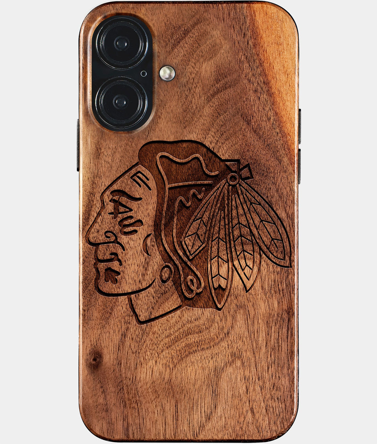Eco-friendly Chicago Blackhawks iPhone 17 Case - Carved Wood Custom Chicago Blackhawks Gift For Him - Monogrammed Personalized iPhone 17 Cover By Aldergrove & Oak