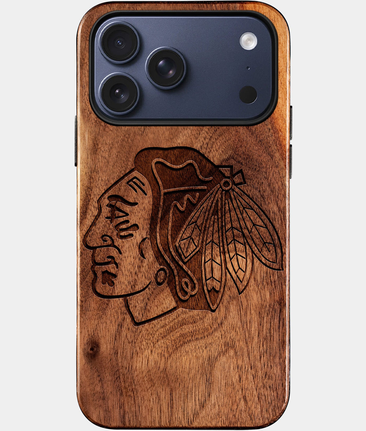 Custom Chicago Blackhawks iPhone 17/17 Pro/17 Pro Max/17 Air Case - Wood Blackhawks Cover - Eco-friendly Chicago Blackhawks iPhone 17 Case - Carved Wood Custom Chicago Blackhawks Gift For Him - Monogrammed Personalized iPhone 17 Cover By Aldergrove & Oak