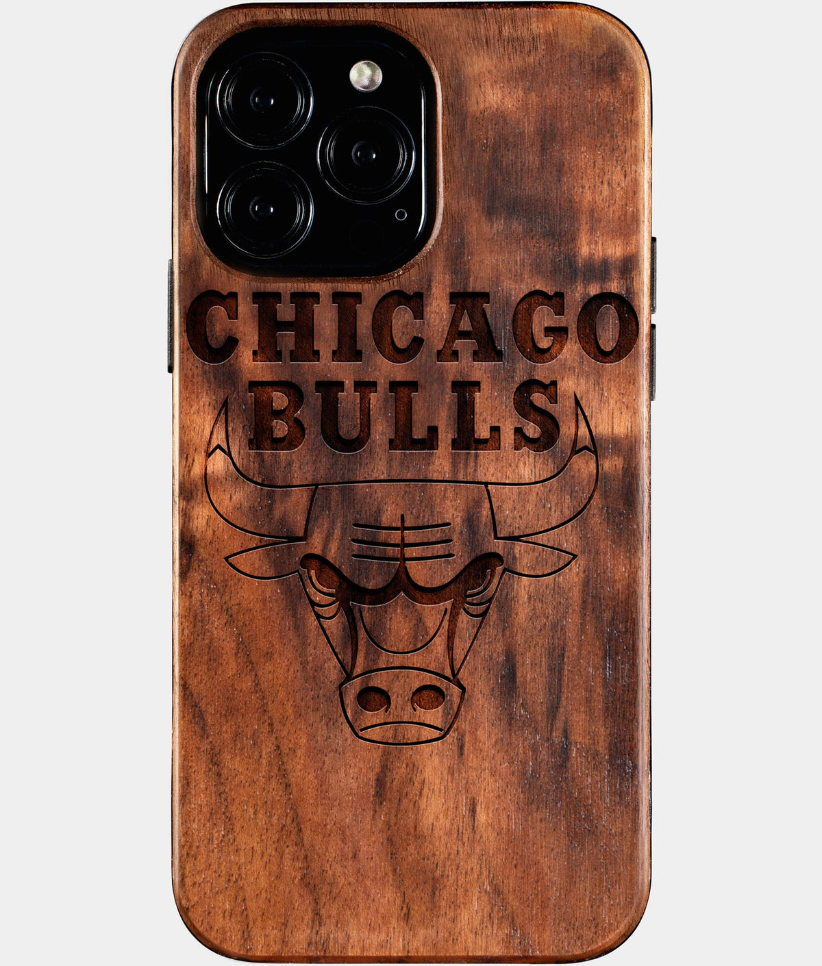 Custom Chicago Bulls iPhone 16/16 Pro/16 Pro Max/16 Plus Case - Wood Bulls Cover - Eco-friendly Chicago Bulls iPhone 16 Case - Carved Wood Custom Chicago Bulls Gift For Him - Monogrammed Personalized iPhone 16 Cover By Aldergrove & Oak