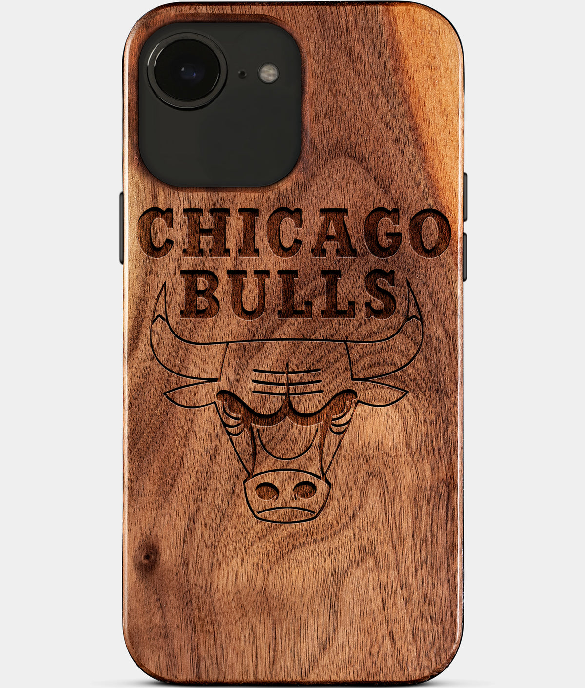 Eco-friendly Chicago Bulls iPhone 17e Case - Carved Wood Custom Chicago Bulls Gift For Him - Monogrammed Personalized iPhone 17e Cover By Aldergrove & Oak
