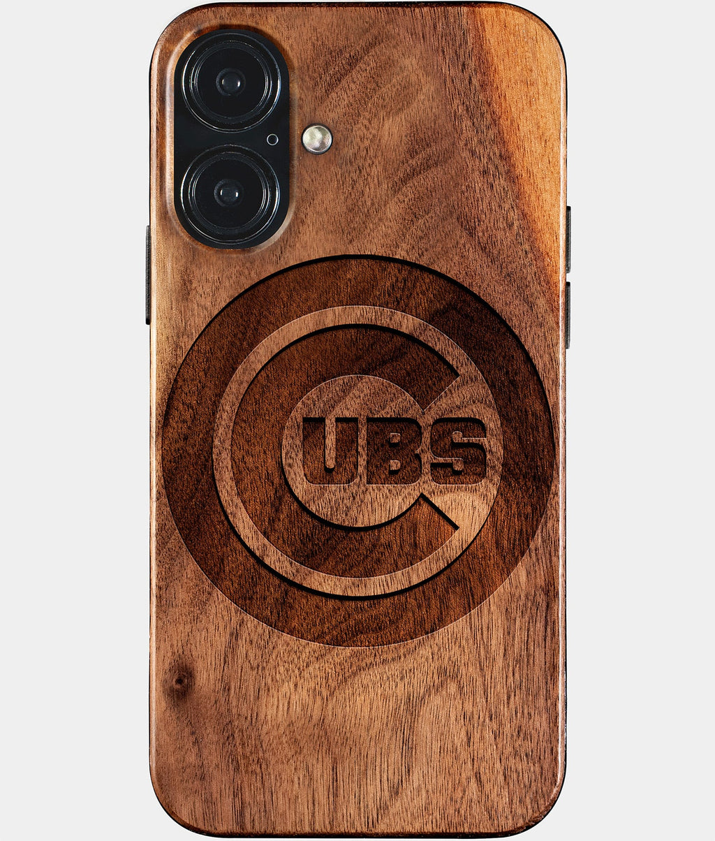 Eco-friendly Chicago Cubs iPhone 17 Case - Carved Wood Custom Chicago Cubs Gift For Him - Monogrammed Personalized iPhone 17 Cover By Aldergrove & Oak