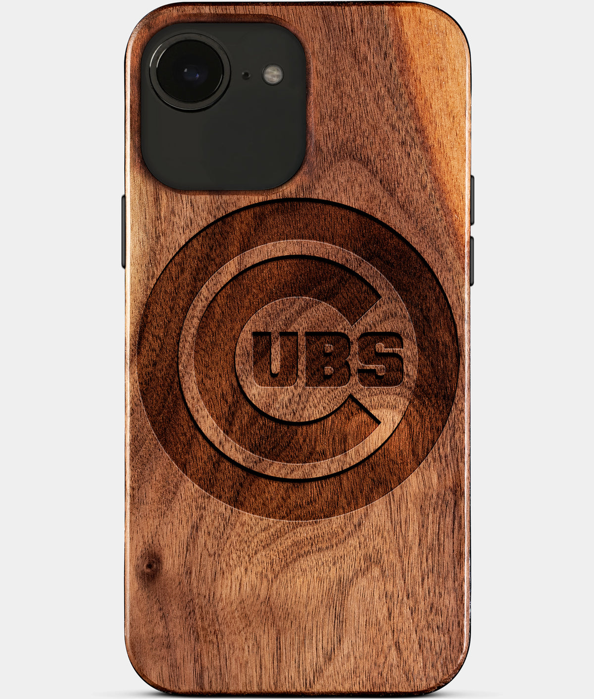 Eco-friendly Chicago Cubs iPhone 17e Case - Carved Wood Custom Chicago Cubs Gift For Him - Monogrammed Personalized iPhone 17e Cover By Aldergrove & Oak