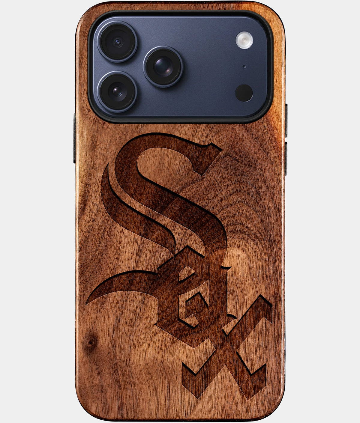 Eco-friendly Chicago White Sox iPhone 17 Pro Case - Carved Wood Custom Chicago White Sox Gift For Him - Monogrammed Personalized iPhone 17 Pro Cover By Aldergrove & Oak