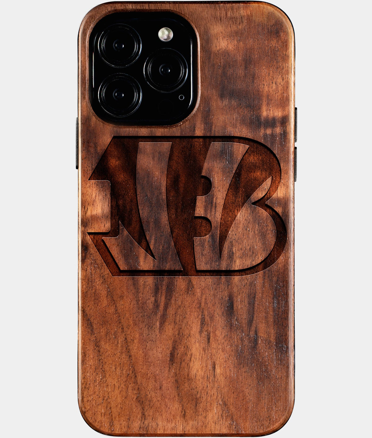 Custom Cincinnati Bengals iPhone 16/16 Pro/16 Pro Max/16 Plus Case - Wood Bengals Cover - Eco-friendly Cincinnati Bengals iPhone 16 Case - Carved Wood Custom Cincinnati Bengals Gift For Him - Monogrammed Personalized iPhone 16 Cover By Aldergrove & Oak