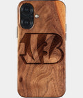 Eco-friendly Cincinnati Bengals iPhone 17 Case - Carved Wood Custom Cincinnati Bengals Gift For Him - Monogrammed Personalized iPhone 17 Cover By Aldergrove & Oak