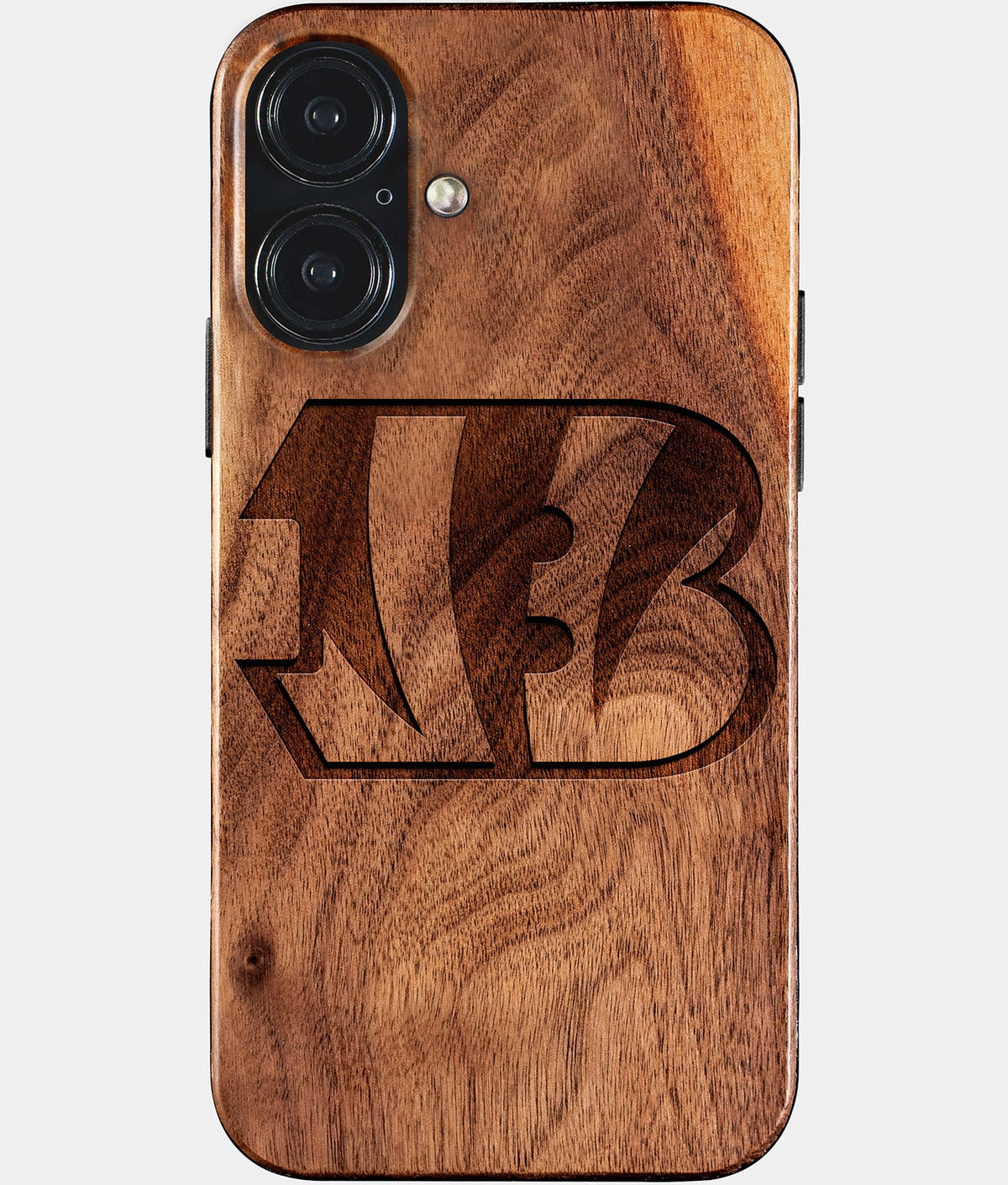 Eco-friendly Cincinnati Bengals iPhone 17 Case - Carved Wood Custom Cincinnati Bengals Gift For Him - Monogrammed Personalized iPhone 17 Cover By Aldergrove & Oak
