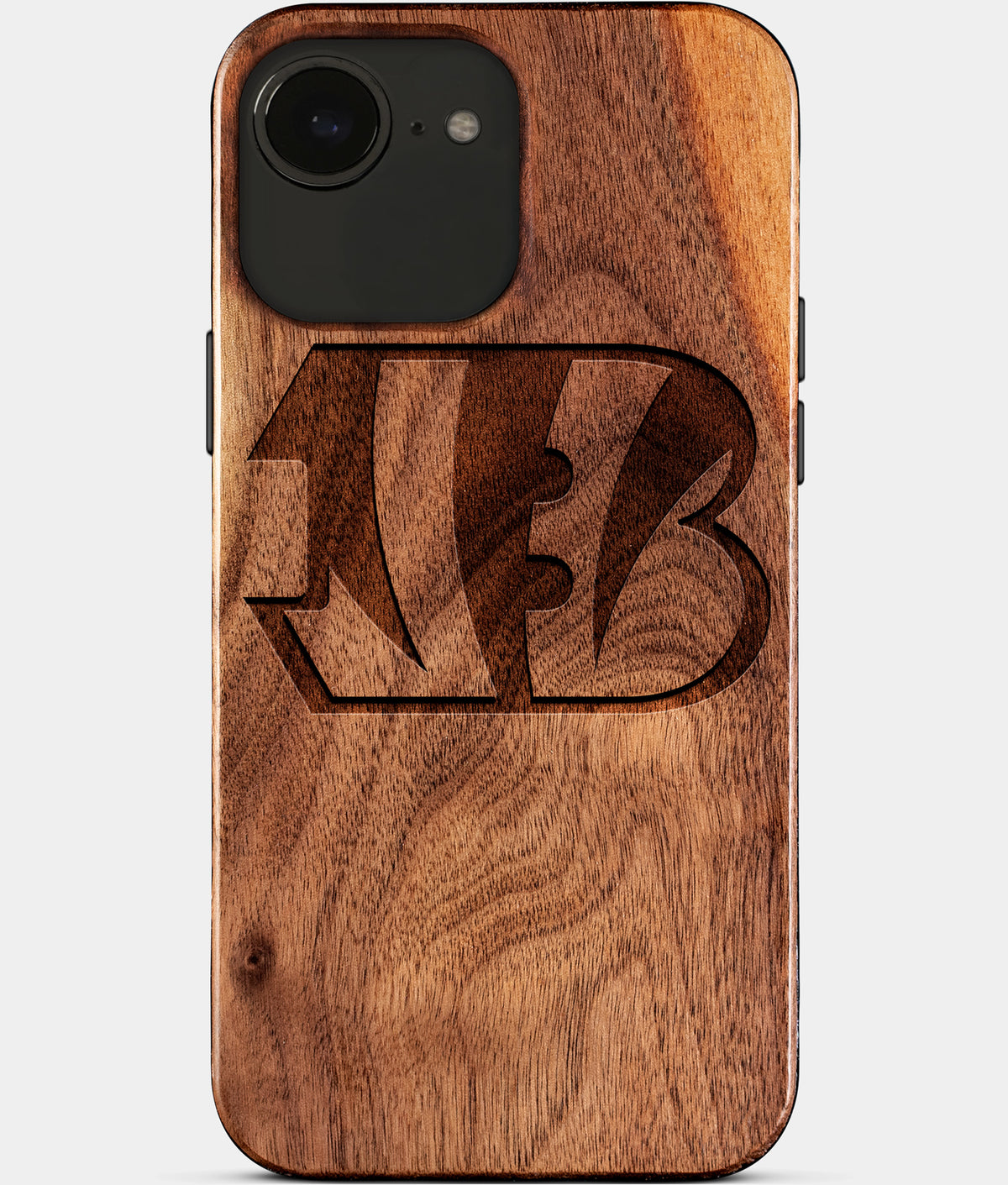 Eco-friendly Cincinnati Bengals iPhone 17e Case - Carved Wood Custom Cincinnati Bengals Gift For Him - Monogrammed Personalized iPhone 17e Cover By Aldergrove & Oak