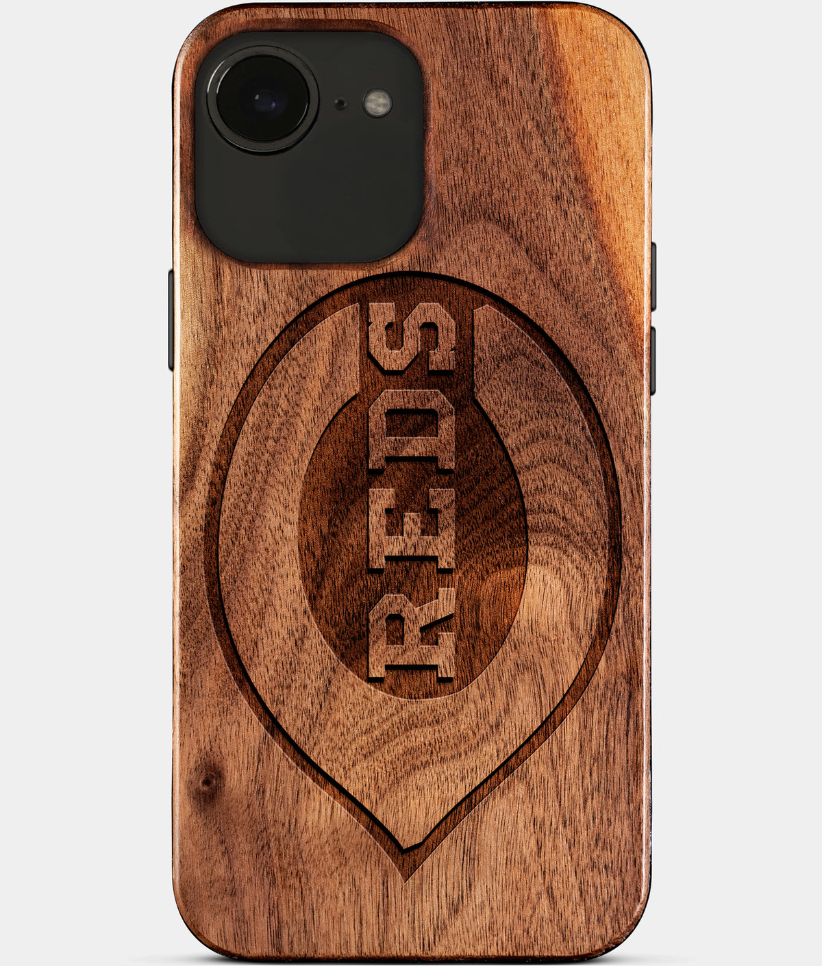 Eco-friendly Cincinnati Reds iPhone 17e Case - Carved Wood Custom Cincinnati Reds Gift For Him - Monogrammed Personalized iPhone 17e Cover By Aldergrove & Oak