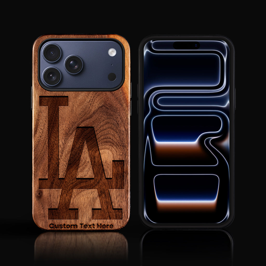 Custom Classic Los Angeles Dodgers iPhone 17/17 Pro/17 Pro Max/17 Air Case - Carved Wood Dodgers 2025 World Series Cover