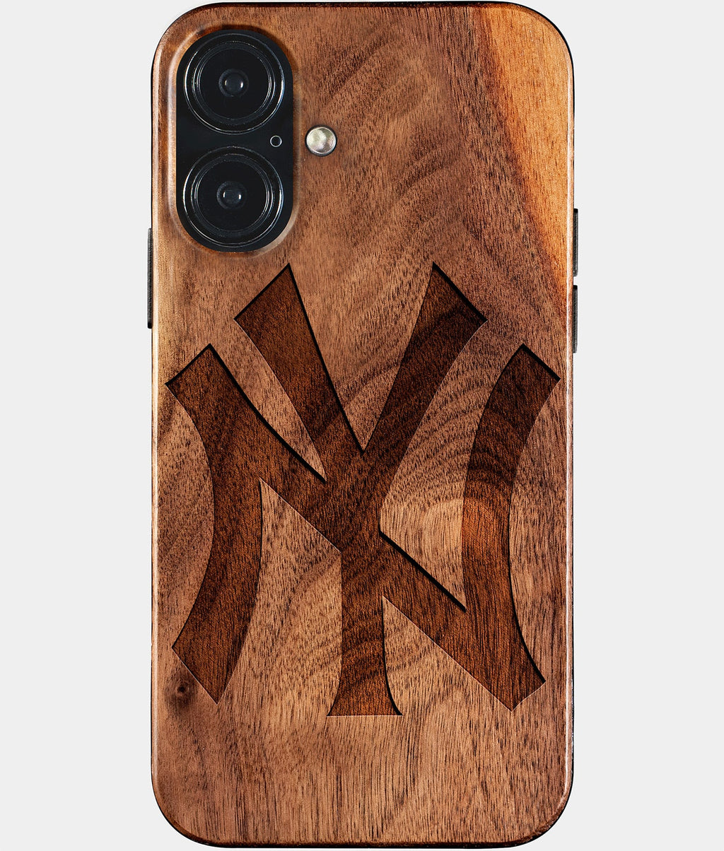 Eco-friendly Classic New York Yankees iPhone 17 Case - Carved Wood Custom New York Yankees Gift For Him - Monogrammed Personalized iPhone 17 Cover By Aldergrove & Oak