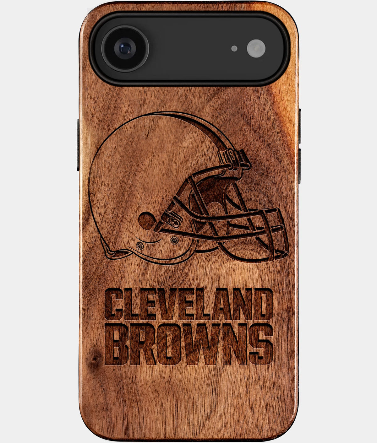Eco-friendly Cleveland Browns iPhone 17 Air Case - Carved Wood Custom Cleveland Browns Gift For Him - Monogrammed Personalized iPhone 17 Air Cover By Aldergrove & Oak