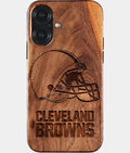 Eco-friendly Cleveland Browns iPhone 17 Case - Carved Wood Custom Cleveland Browns Gift For Him - Monogrammed Personalized iPhone 17 Cover By Aldergrove & Oak