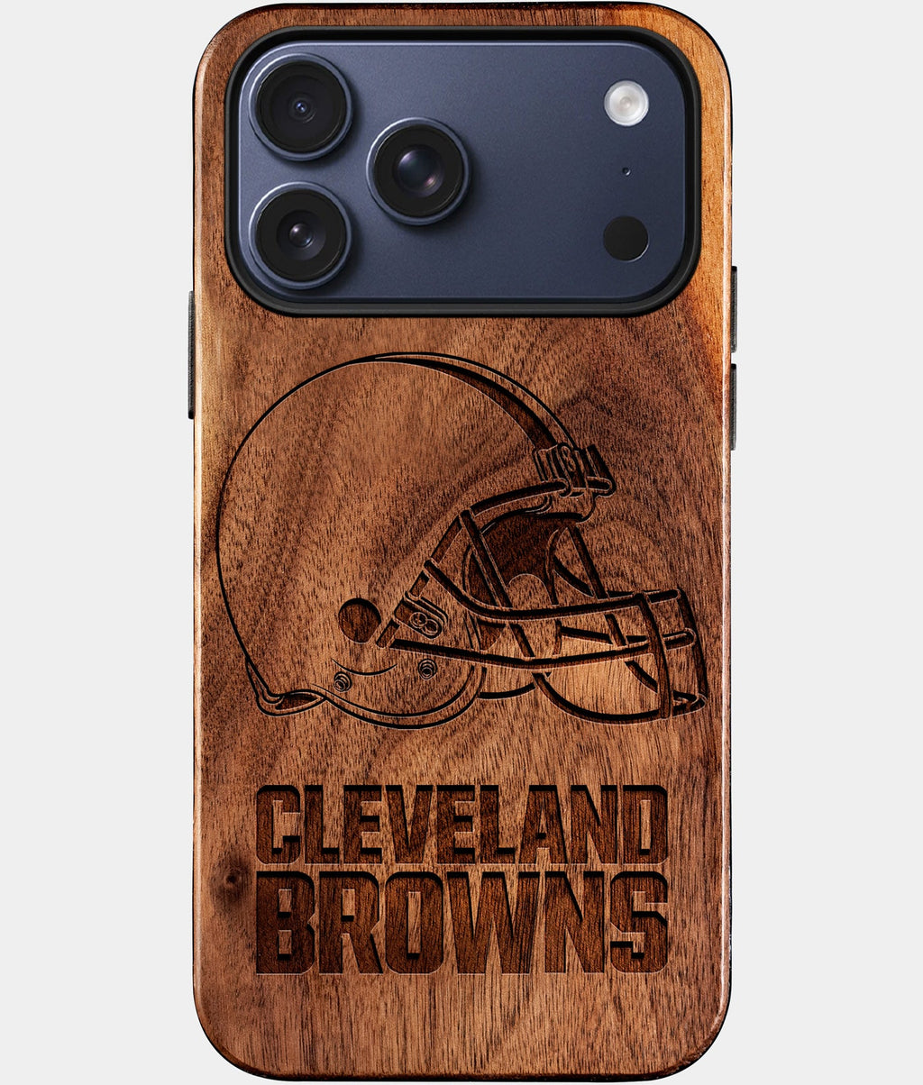 Custom Cleveland Browns iPhone 17/17 Pro/17 Pro Max/17 Air Case - Wood Cleveland Browns Cover - Eco-friendly Cleveland Browns iPhone 17 Case - Carved Wood Custom Cleveland Browns Gift For Him - Monogrammed Personalized iPhone 17 Cover By Aldergrove & Oak
