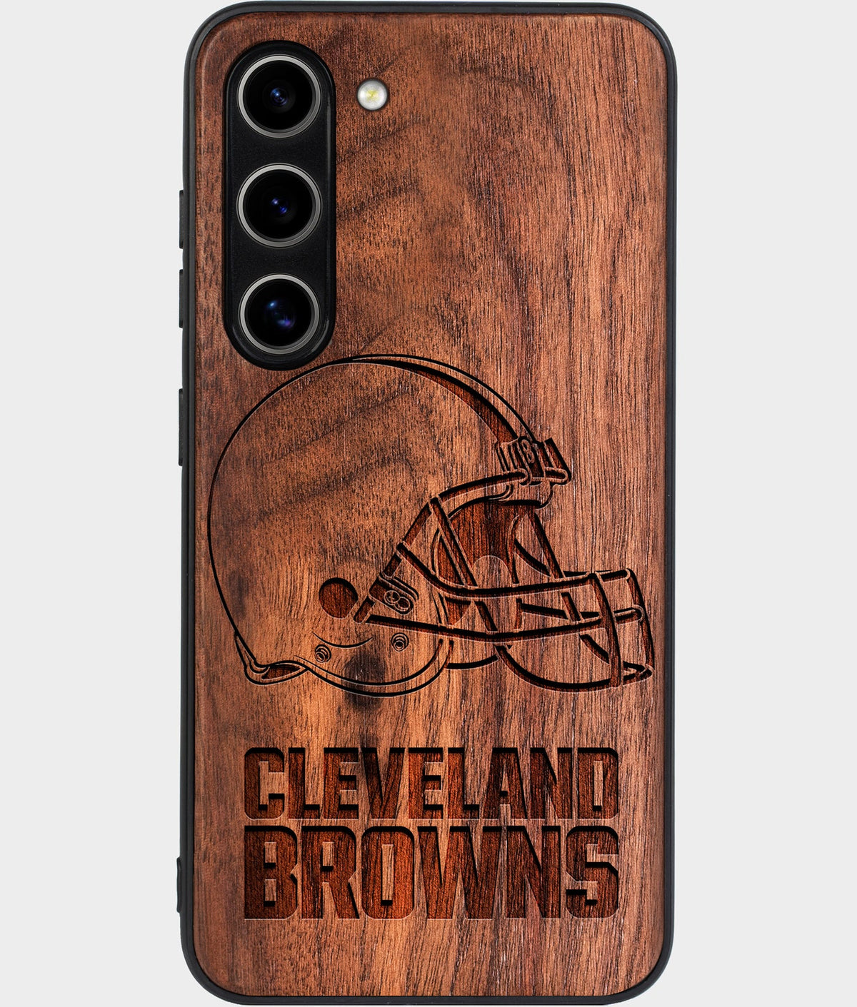 Best Wood Cleveland Browns Galaxy S26 Case - Custom Engraved Cover - Aldergrove & Oak