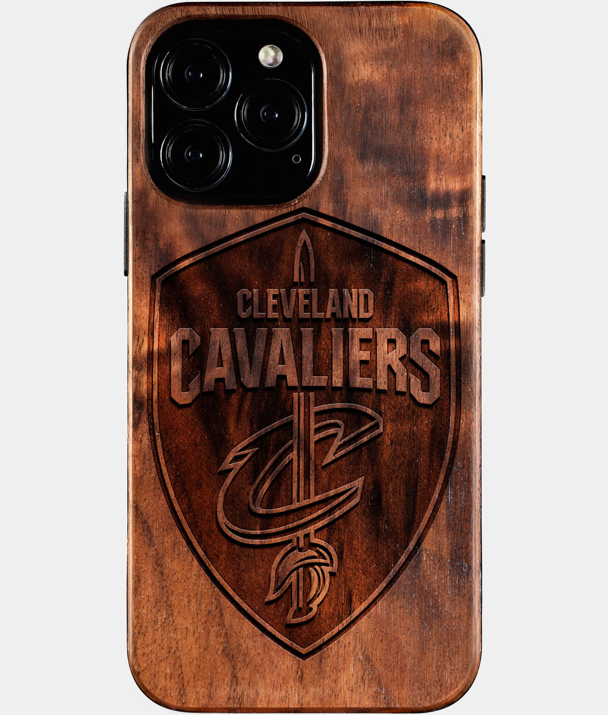 Custom Cleveland Cavaliers iPhone 16/16 Pro/16 Pro Max/16 Plus Case - Wood Cavaliers Cover - Eco-friendly Cleveland Cavaliers iPhone 16 Case - Carved Wood Custom Cleveland Cavaliers Gift For Him - Monogrammed Personalized iPhone 16 Cover By Aldergrove & Oak