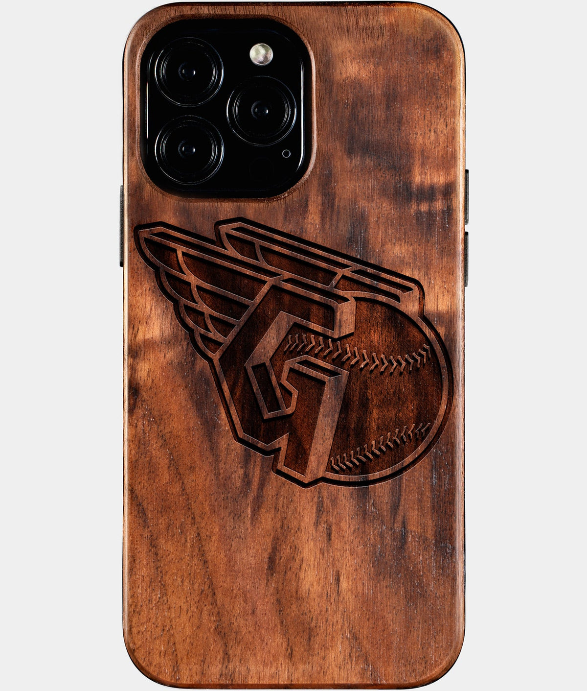 Custom Cleveland Guardians iPhone 16/16 Pro/16 Pro Max/16 Plus Case - Wood Guardians Cover - Eco-friendly Cleveland Guardians iPhone 16 Case - Carved Wood Custom Cleveland Guardians Gift For Him - Monogrammed Personalized iPhone 16 Cover By Aldergrove & Oak