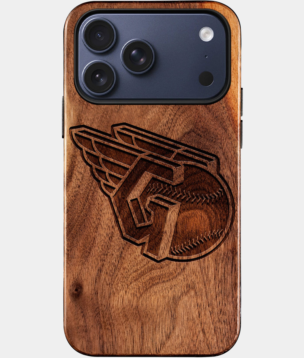 Custom Cleveland Guardians iPhone 17/17 Pro/17 Pro Max/17 Air Case - Wood Guardians Cover - Eco-friendly Cleveland Guardians iPhone 17 Case - Carved Wood Custom Cleveland Guardians Gift For Him - Monogrammed Personalized iPhone 17 Cover By Aldergrove & Oak