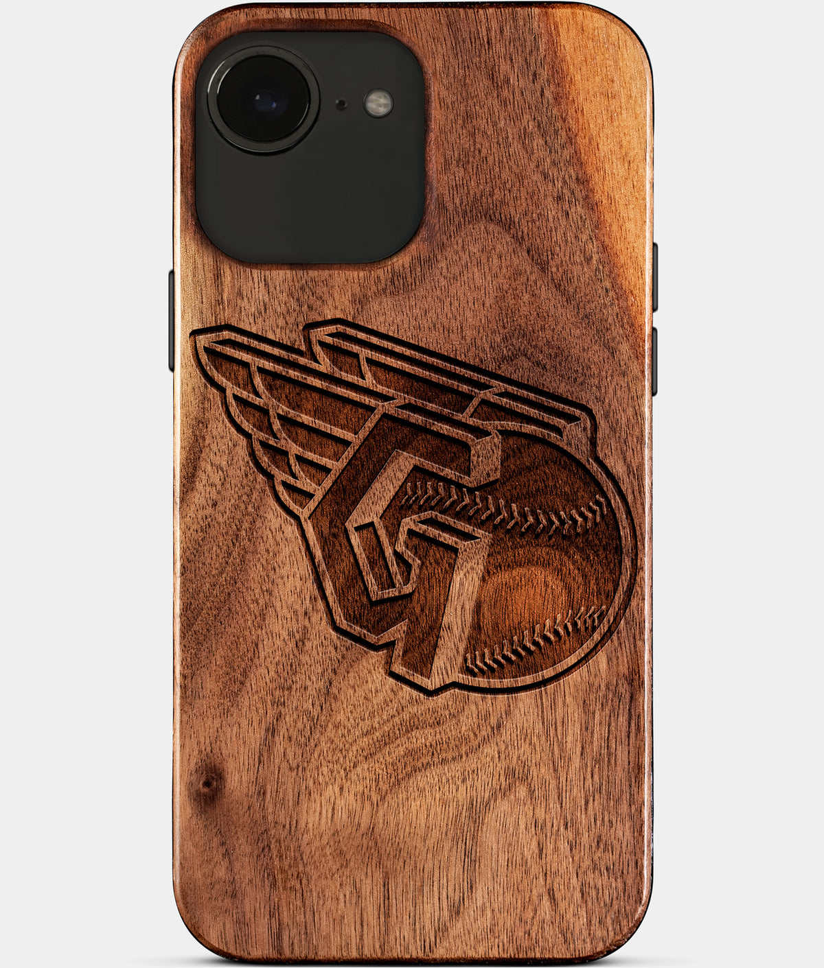 Eco-friendly Cleveland Guardians iPhone 17e Case - Carved Wood Custom Cleveland Guardians Gift For Him - Monogrammed Personalized iPhone 17e Cover By Aldergrove & Oak
