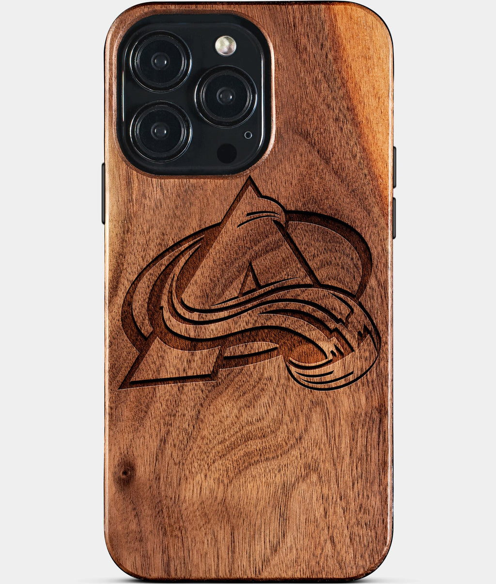Custom Colorado Avalanche iPhone 15/15 Pro/15 Pro Max/15 Plus Case - Wood Avalanche Cover - Eco-friendly Colorado Avalanche iPhone 15 Case - Carved Wood Custom Colorado Avalanche Gift For Him - Monogrammed Personalized iPhone 15 Cover By Aldergrove & Oak