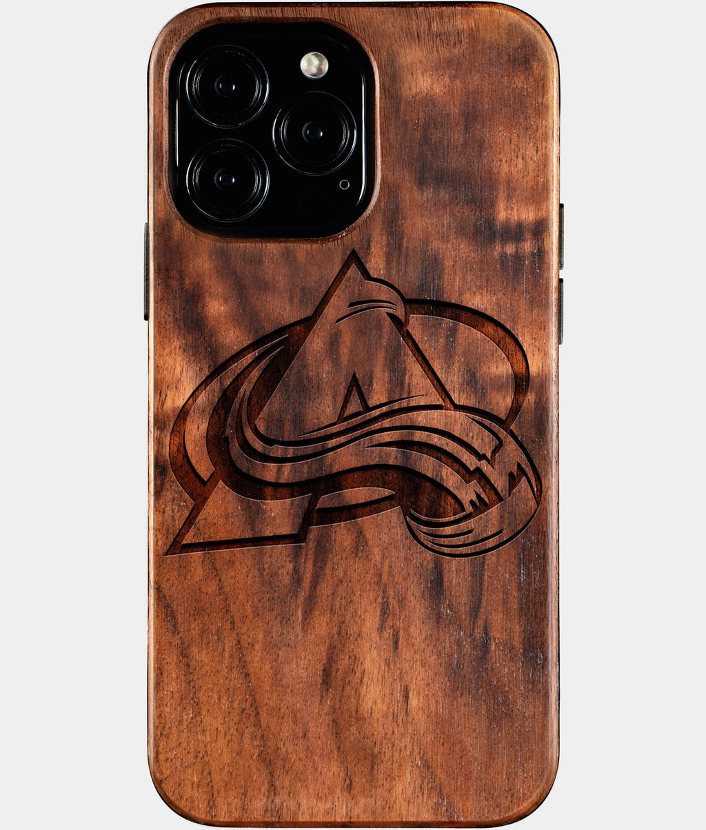 Custom Colorado Avalanche iPhone 16/16 Pro/16 Pro Max/16 Plus Case - Wood Avalanche Cover - Eco-friendly Colorado Avalanche iPhone 16 Case - Carved Wood Custom Colorado Avalanche Gift For Him - Monogrammed Personalized iPhone 16 Cover By Aldergrove & Oak
