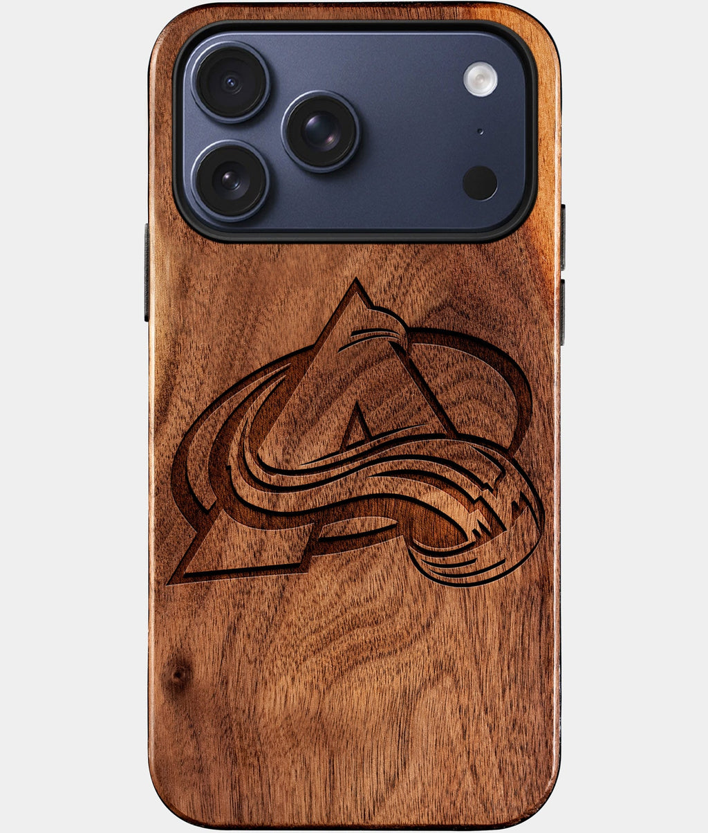 Custom Colorado Avalanche iPhone 17/17 Pro/17 Pro Max/17 Air Case - Wood Avalanche Cover - Eco-friendly Colorado Avalanche iPhone 17 Case - Carved Wood Custom Colorado Avalanche Gift For Him - Monogrammed Personalized iPhone 17 Cover By Aldergrove & Oak