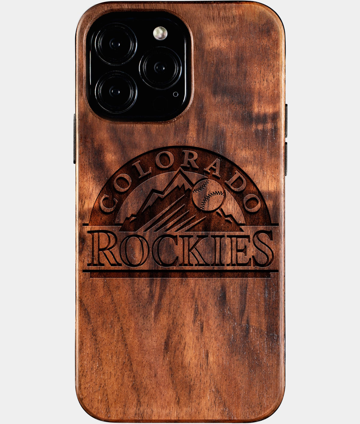 Custom Colorado Rockies iPhone 16/16 Pro/16 Pro Max/16 Plus Case - Wood Rockies Cover - Eco-friendly Colorado Rockies iPhone 16 Case - Carved Wood Custom Colorado Rockies Gift For Him - Monogrammed Personalized iPhone 16 Cover By Aldergrove & Oak