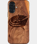 Eco-friendly Columbus Blue Jackets iPhone 17 Case - Carved Wood Custom Columbus Blue Jackets Gift For Him - Monogrammed Personalized iPhone 17 Cover By Aldergrove & Oak