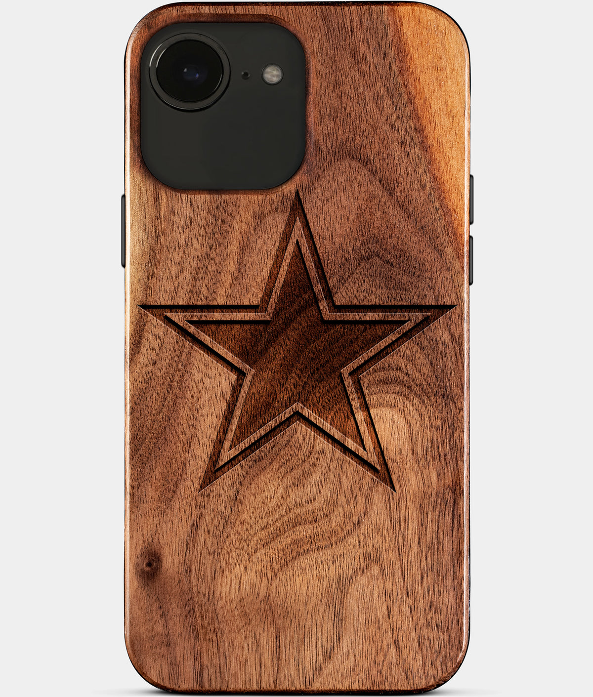 Eco-friendly Dallas Cowboys iPhone 17e Case - Carved Wood Custom Dallas Cowboys Gift For Him - Monogrammed Personalized iPhone 17e Cover By Aldergrove & Oak