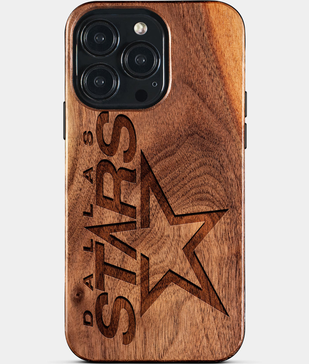 Custom Dallas Stars iPhone 15/15 Pro/15 Pro Max/15 Plus Case - Wood Dallas Stars Cover - Eco-friendly Dallas Stars iPhone 15 Case - Carved Wood Custom Dallas Stars Gift For Him - Monogrammed Personalized iPhone 15 Cover By Aldergrove & Oak