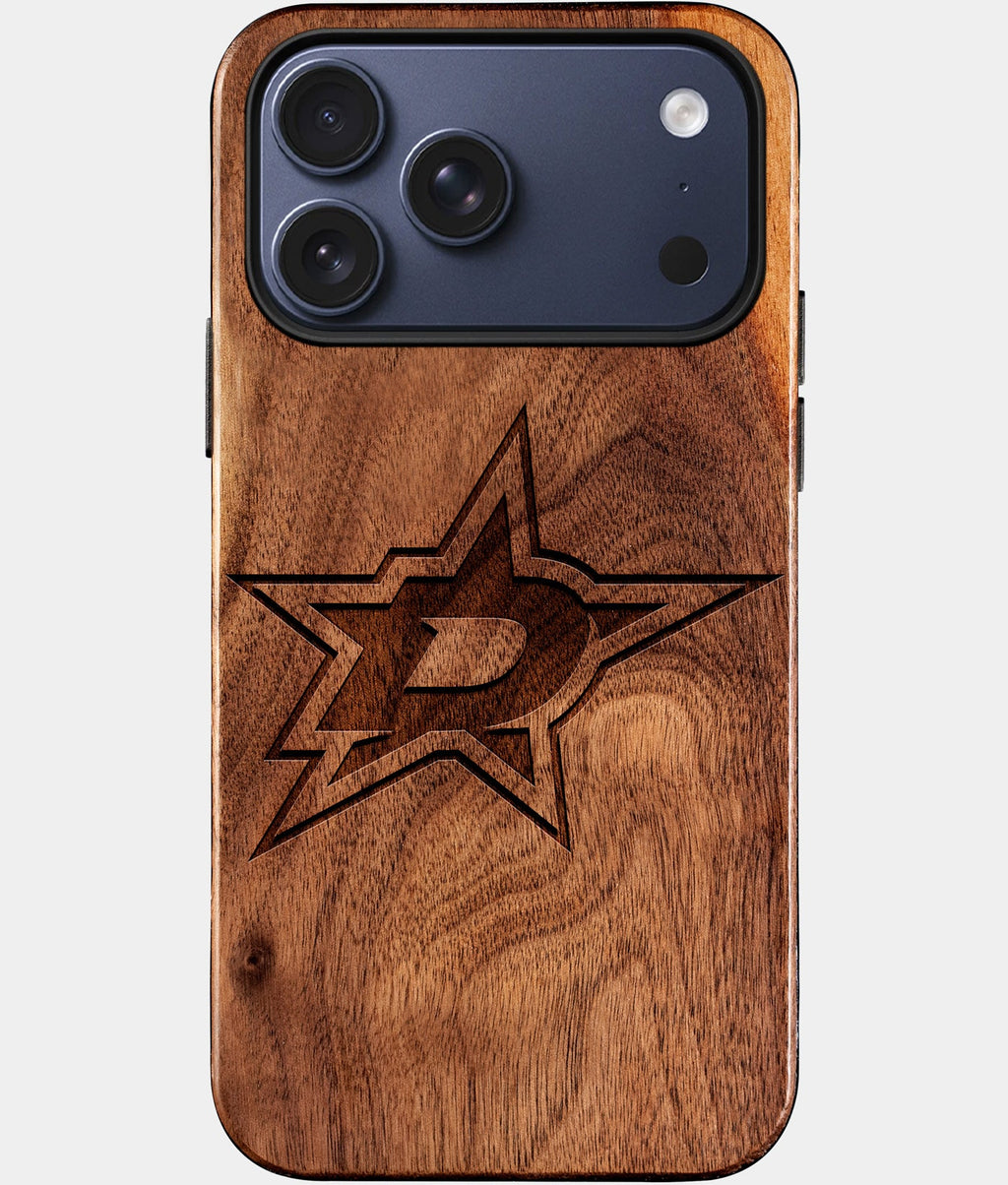 Custom Dallas Stars iPhone 17/17 Pro/17 Pro Max/17 Air Case - Wood Dallas Stars Cover - Eco-friendly Dallas Stars iPhone 17 Case - Carved Wood Custom Dallas Stars Gift For Him - Monogrammed Personalized iPhone 17 Cover By Aldergrove & Oak