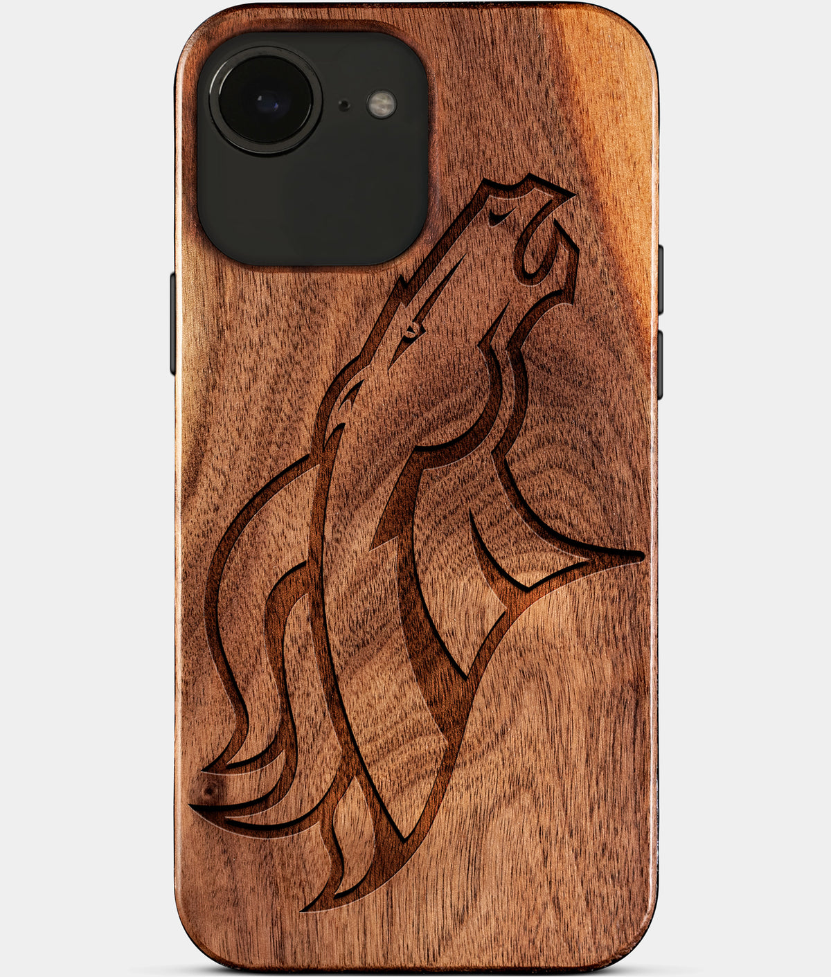 Eco-friendly Denver Broncos iPhone 17e Case - Carved Wood Custom Denver Broncos Gift For Him - Monogrammed Personalized iPhone 17e Cover By Aldergrove & Oak