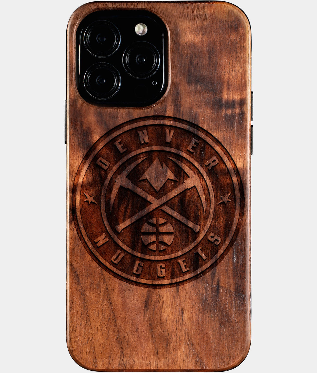 Custom Denver Nuggets iPhone 16/16 Pro/16 Pro Max/16 Plus Case - Wood Nuggets Cover - Eco-friendly Denver Nuggets iPhone 16 Case - Carved Wood Custom Denver Nuggets Gift For Him - Monogrammed Personalized iPhone 16 Cover By Aldergrove & Oak