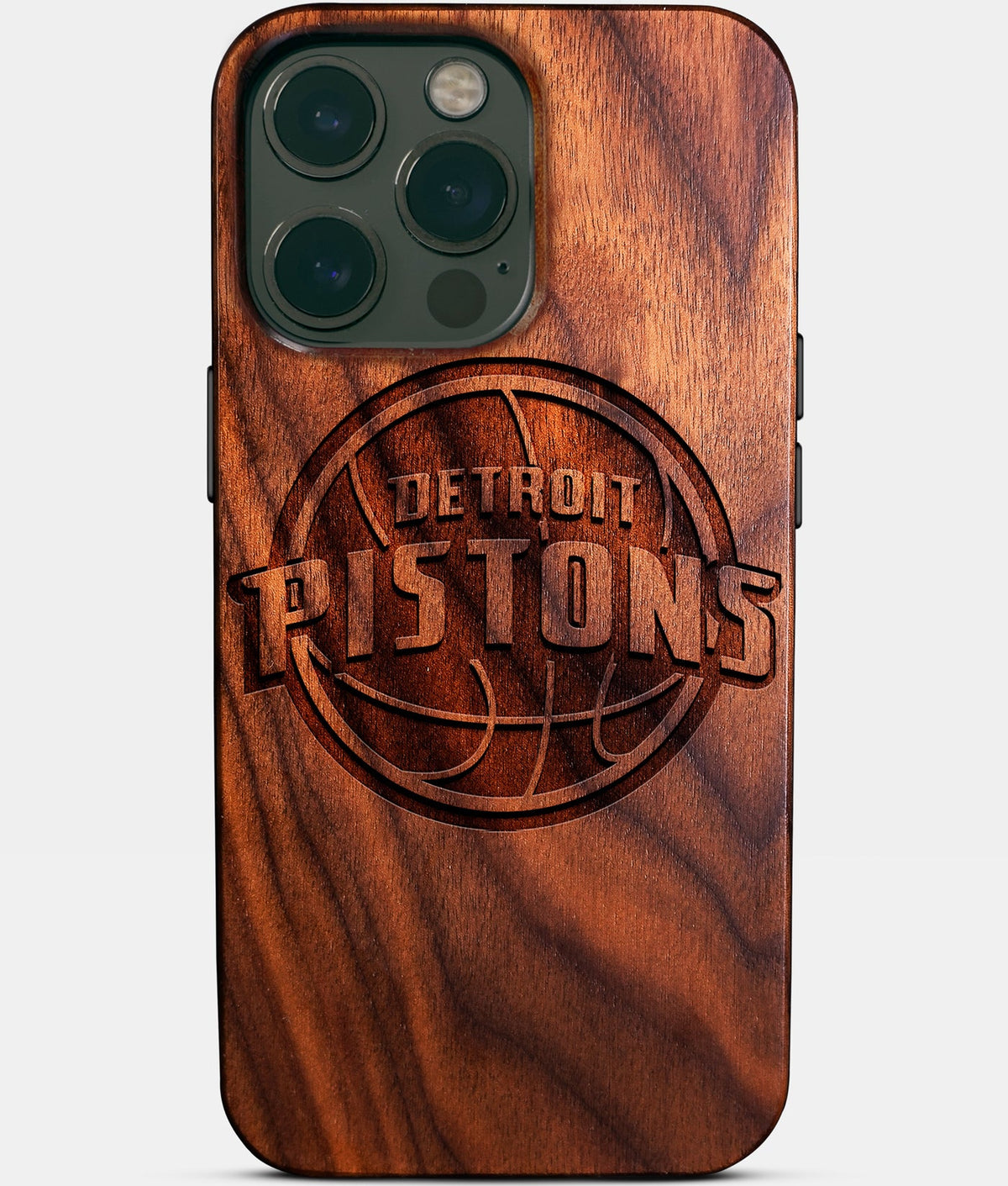 Custom Detroit Pistons iPhone 14/14 Pro/14 Pro Max/14 Plus Case - Wood Pistons Cover - Eco-friendly Detroit Pistons iPhone 14 Case - Carved Wood Custom Detroit Pistons Gift For Him - Monogrammed Personalized iPhone 14 Cover By Aldergrove & Oak